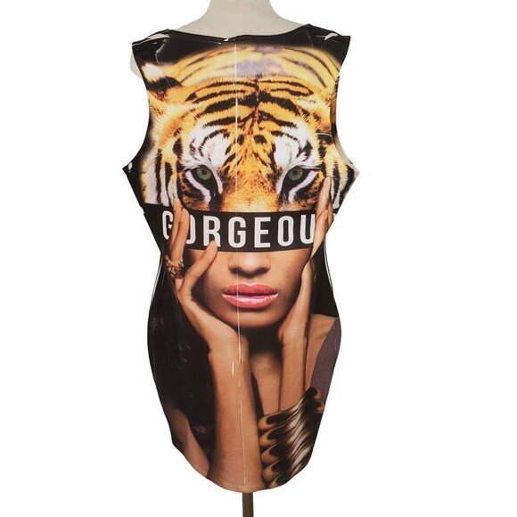 Cat Woman Plus Size Costume 3XL Bodycon Dress Caren Sport Gorgeous Sleeveless - Picture 3 of 9